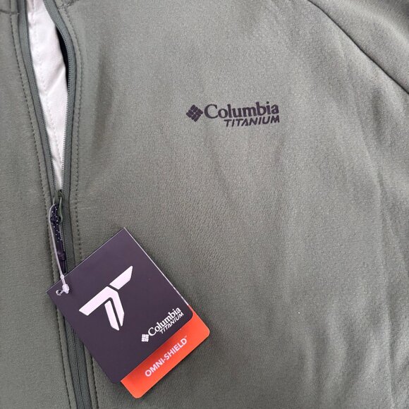 COLUMBIA‎ Titanium Omni-Shield Full Zip Tech Fleece Jacket Mens L Sage Green - Picture 4 of 8